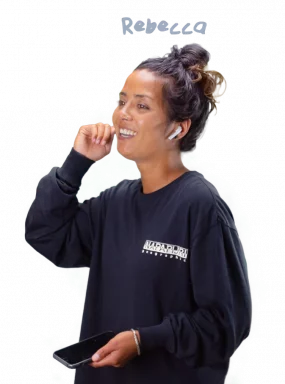 Mylène with a headset